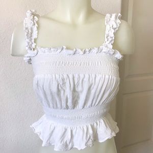 Tempted Apparel Co White Ruffle Smocked Top Size XS